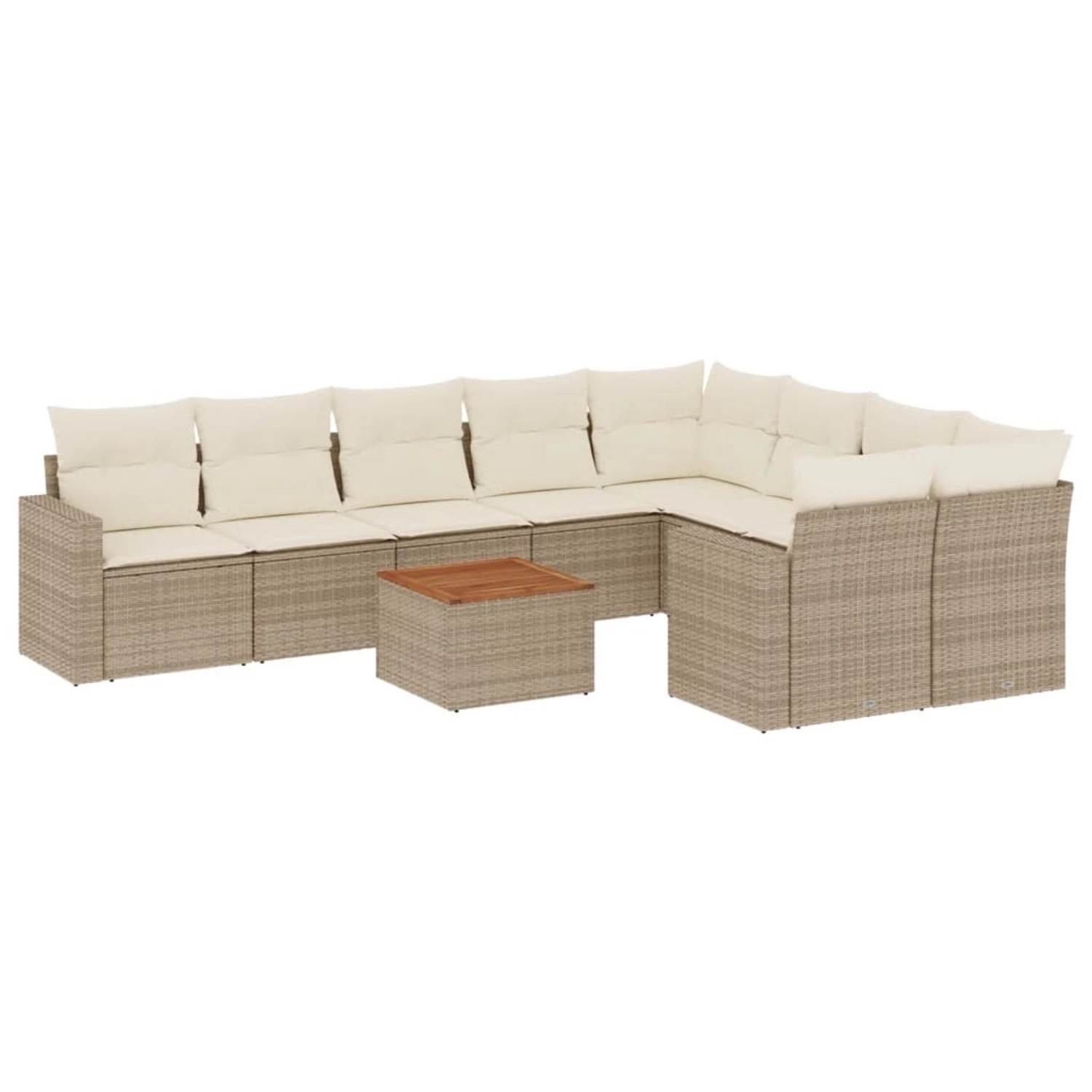 vidaXL 10-Tlg Garten-Sofagarnitur mit Kissen Beige Poly Rattan 3256611 günstig online kaufen