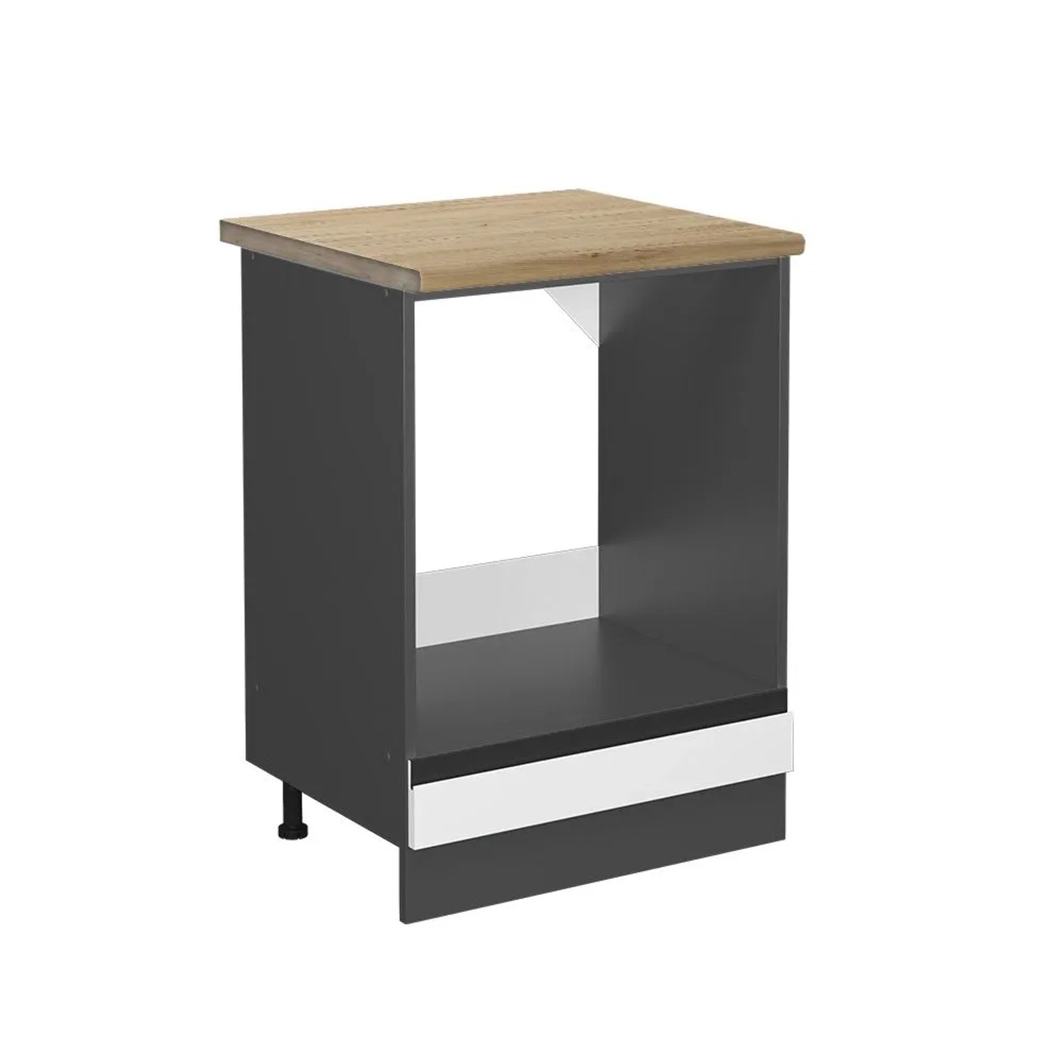 Vicco Herdumbauschrank R-Line Herdschrank Weiß Anthrazit 60 cm J-Shape AP Eiche
