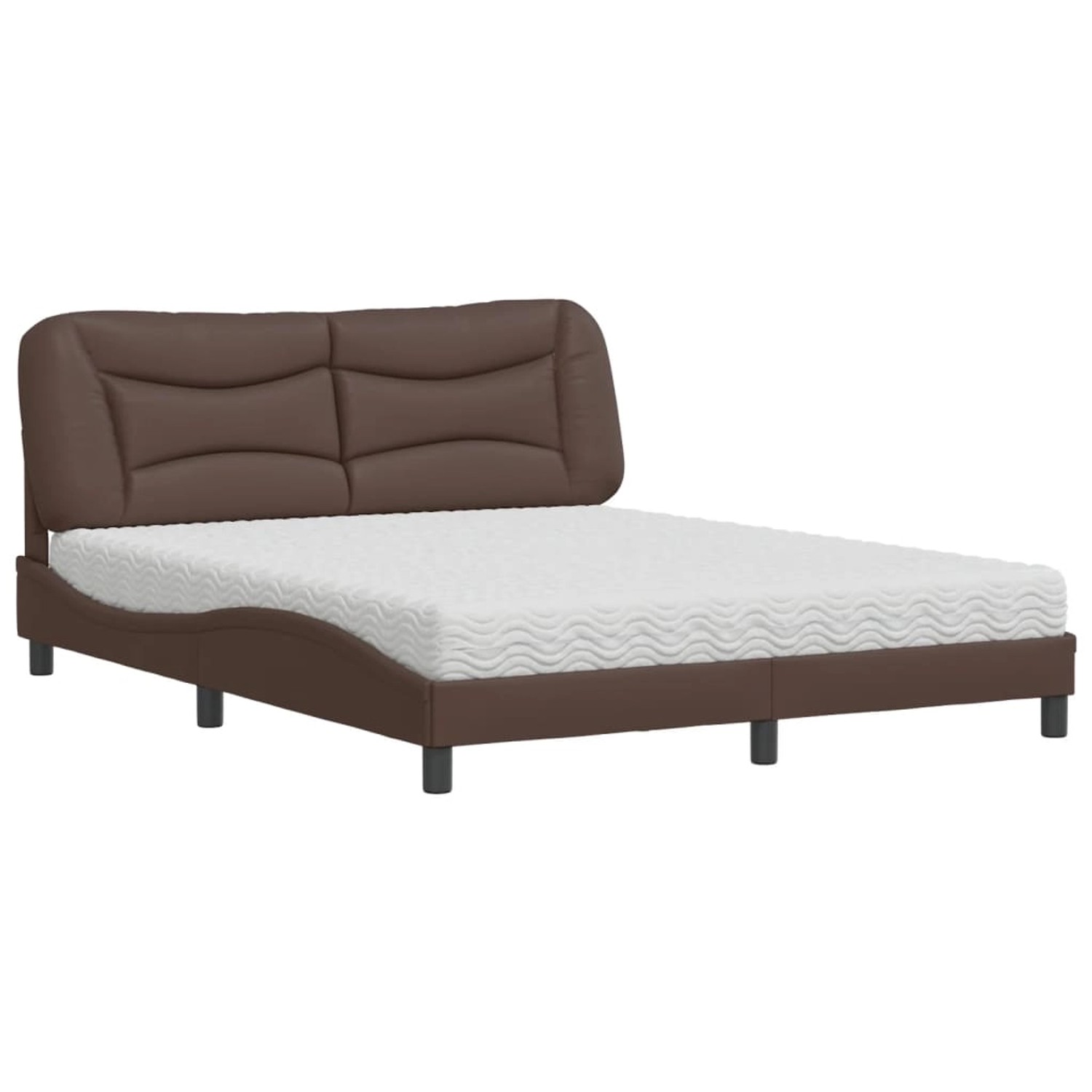 vidaXL Bett mit Matratze Braun 160x200 cm Kunstleder Modell 12009214