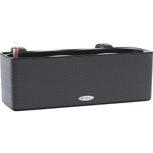 Lechuza Cube Color Triple Pflanzgefäß, 40x14x14 cm, Schiefergrau, für Balkon und Fensterbank.