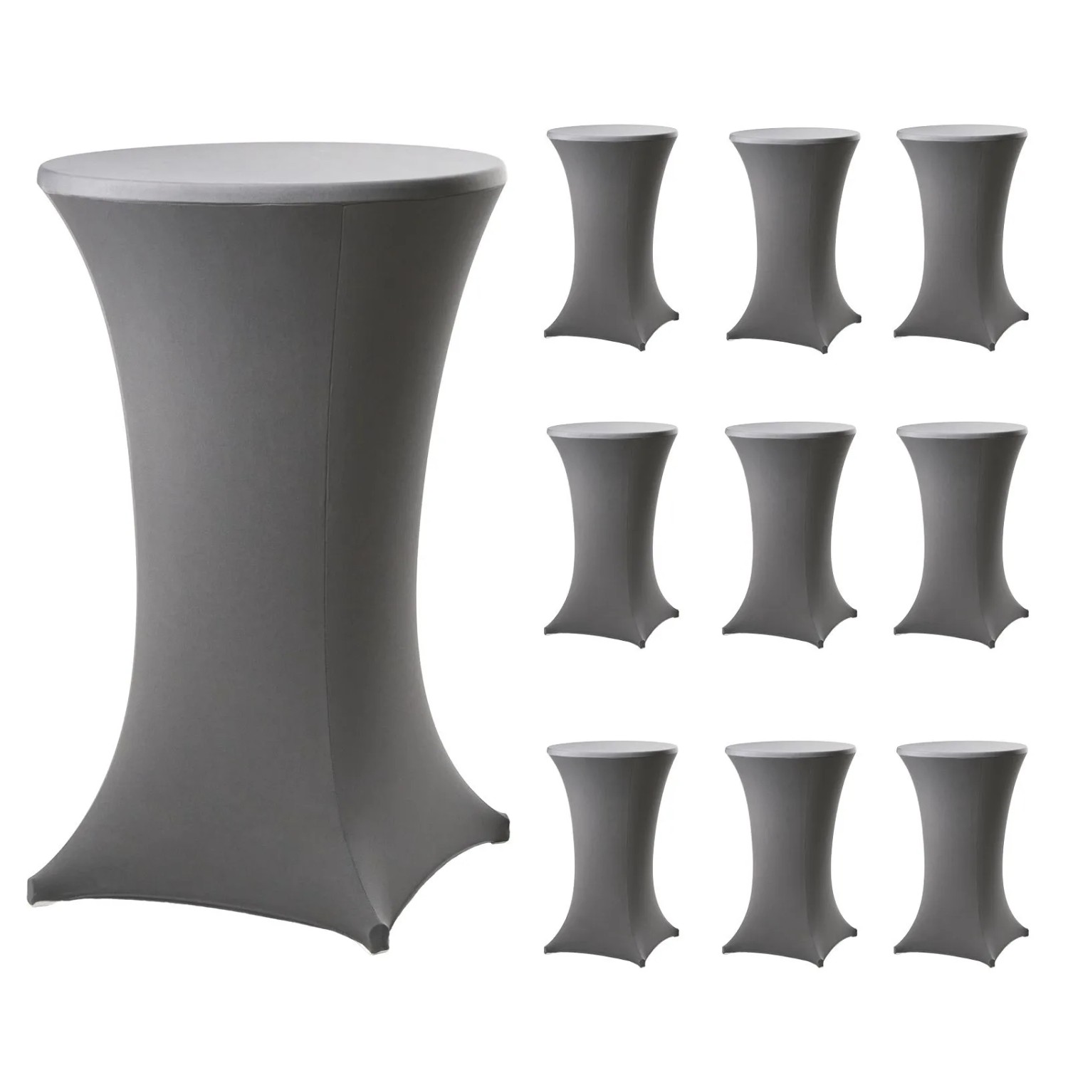 TRUTZHOLM 10er Set Stehtischhusse Stretch Durchmesser 80cm Anthrazit