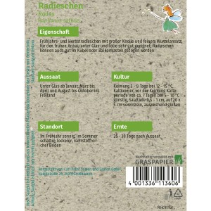 Saatguttütchen Grüne Fee Radieschen Rodos: Samenfestes Radieschen Saatgut für ca. 250 Pflanzen.