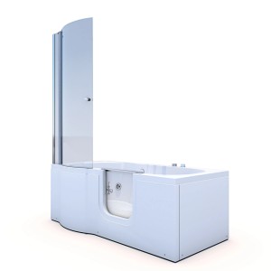 AcquaVapore Seniorendusche und Wanne S12D-WP-R mit Tür und Duschabtrennung, 85x170 cm.