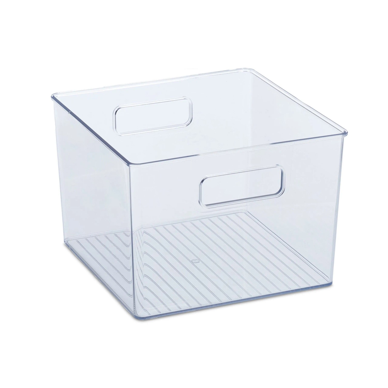 Relaxdays Kühlschrank Organizer PE-Kunststoff Transparent mit Griffen 15,5 cm x 21 cm x 21 cm 0,5 kg