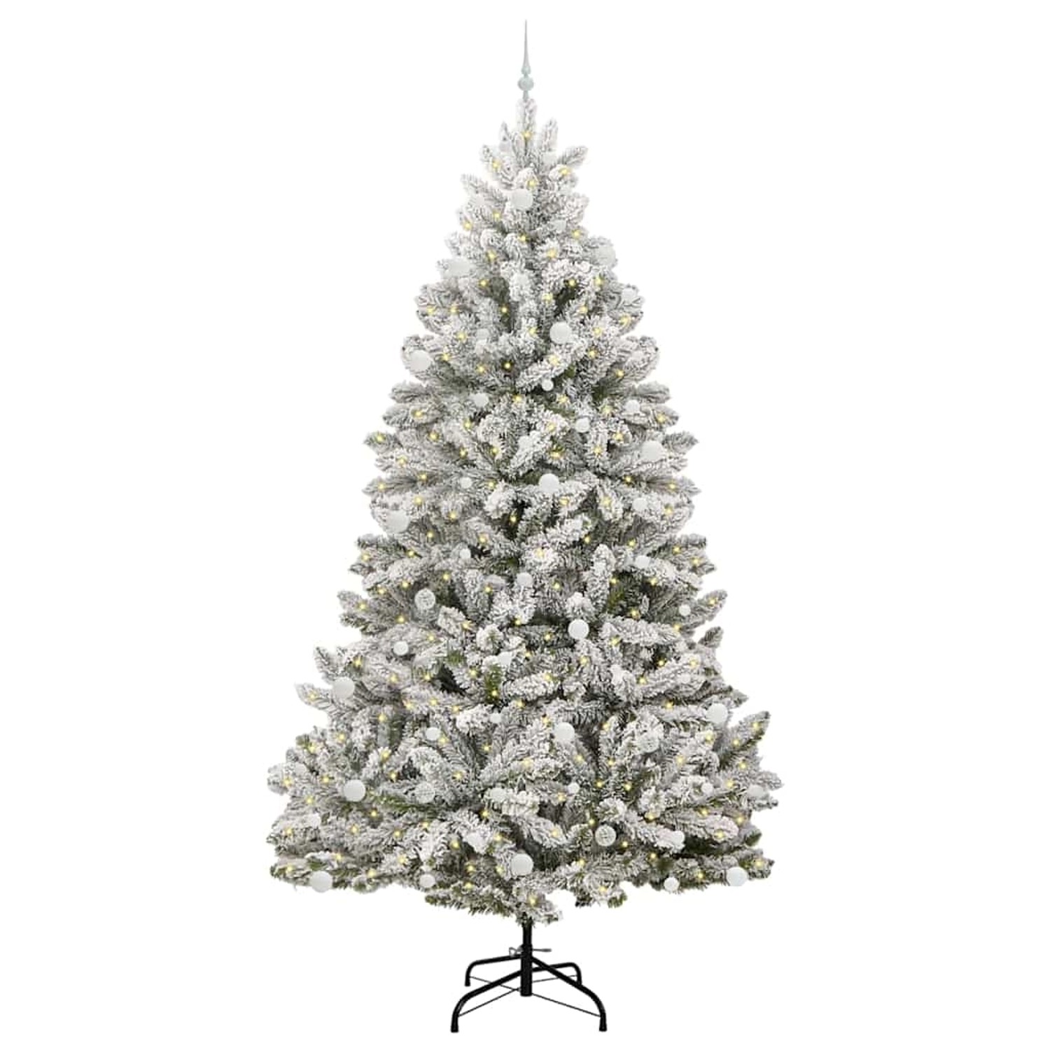 vidaXL Künstlicher Weihnachtsbaum Grün und Weiß 270 cm PVC und Metall 3395778