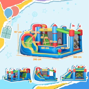 Outsunny Hüpfburg Oxford-Gewebe Polyester Bunt 390L x 300B x 197H cm