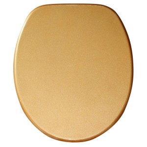 Sanilo WC-Sitz Glitzer Gold aus Holz, stabiler Toilettendeckel für Standard WC-Becken.