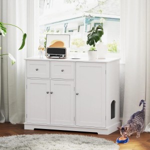 Costway Katzenschrank für Katzentoilette Weiß 100 x 45 x 80 cm