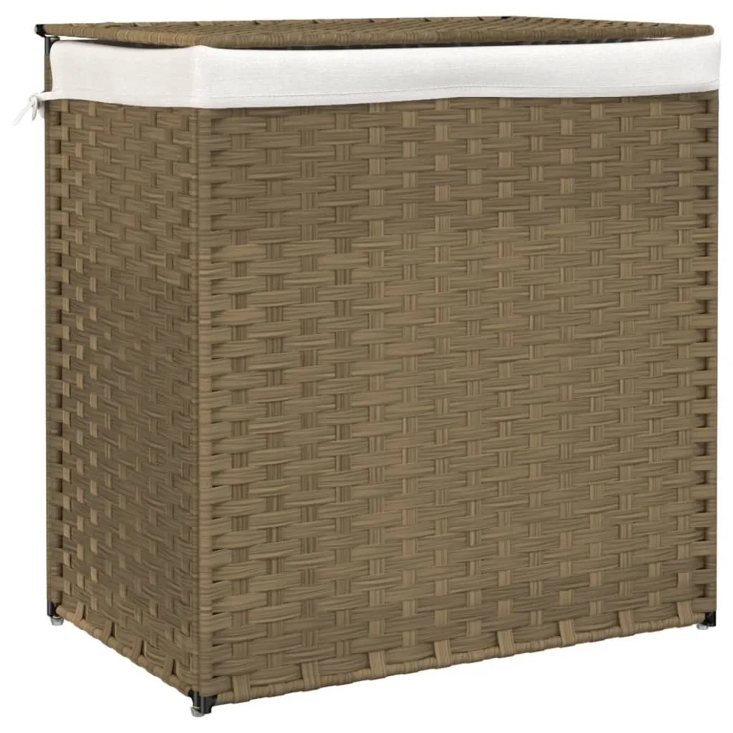 vidaXL Wäschekorb mit 2 Fächern 53x35x57 cm Poly Rattan 372034