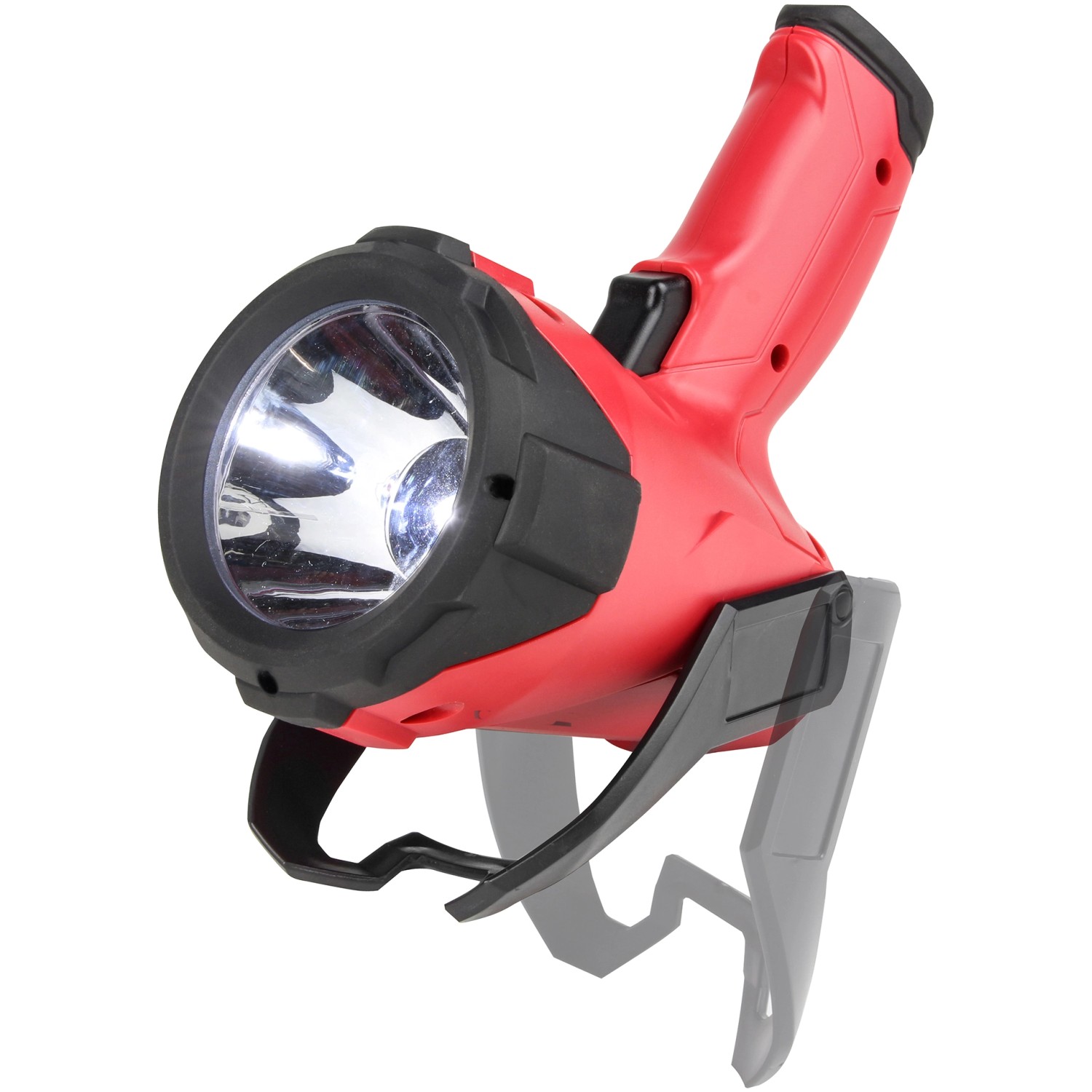 Roter Eufab LED Handscheinwerfer 3W mit Haltebügel, ideal für Auto, Camping und Freizeit.