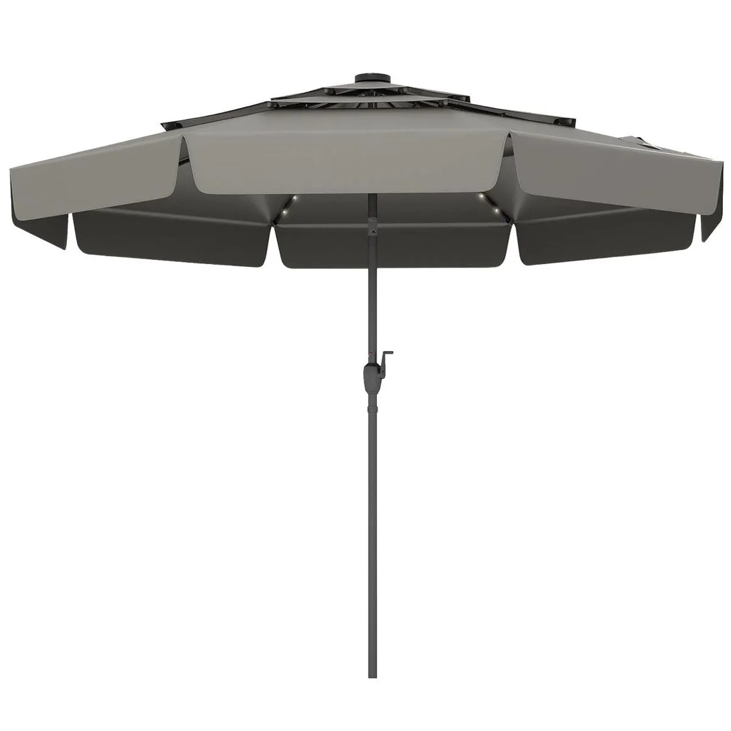 COSTWAY 300 cm Sonnenschirm mit Led-Beleuchtung 3-Stöckig Grau