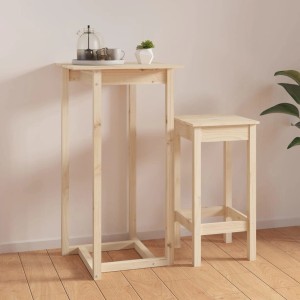VidaXL Bartisch aus Kiefernholz, 60x60x110 cm, mit Hocker. Ideal für Küche oder Partyraum.