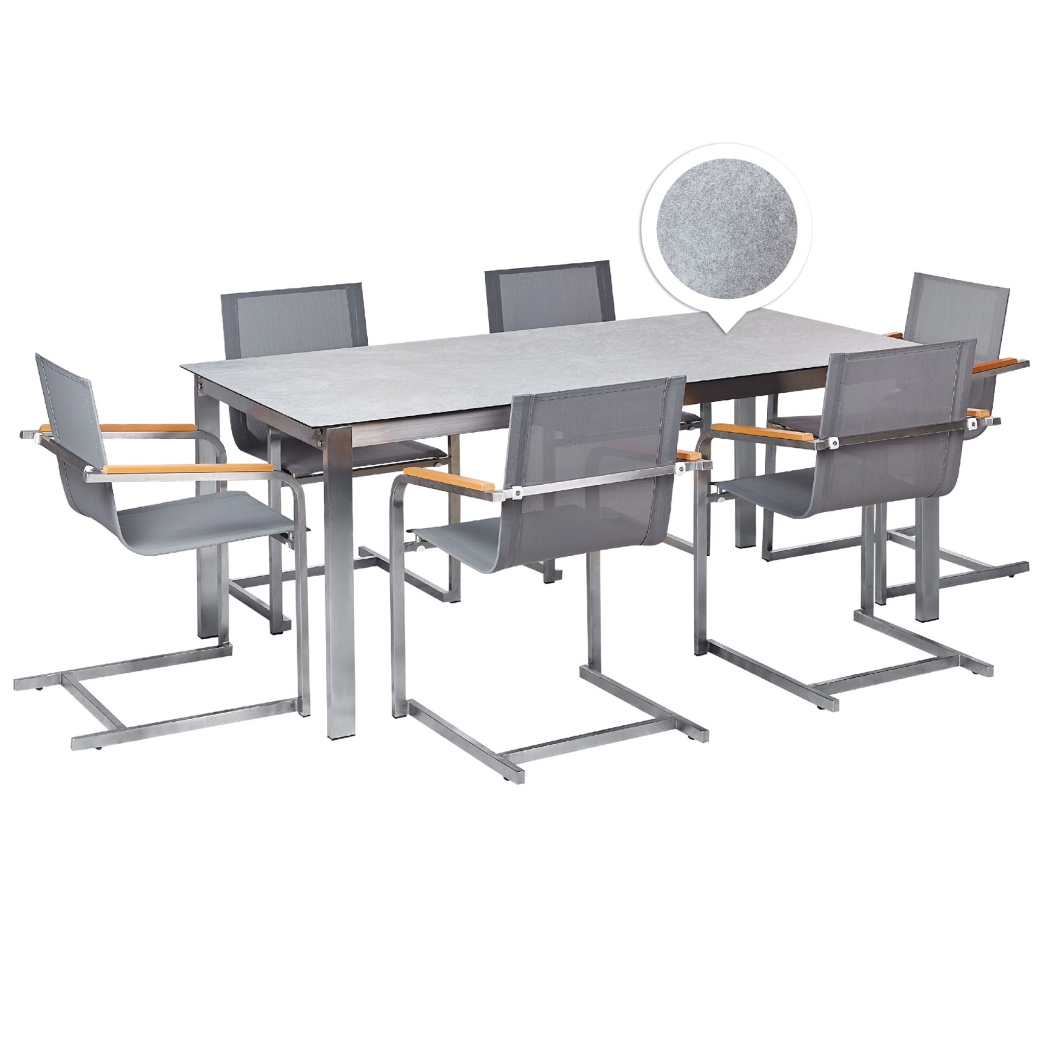 Beliani Gartentisch Set COSOLETO Grau Silber