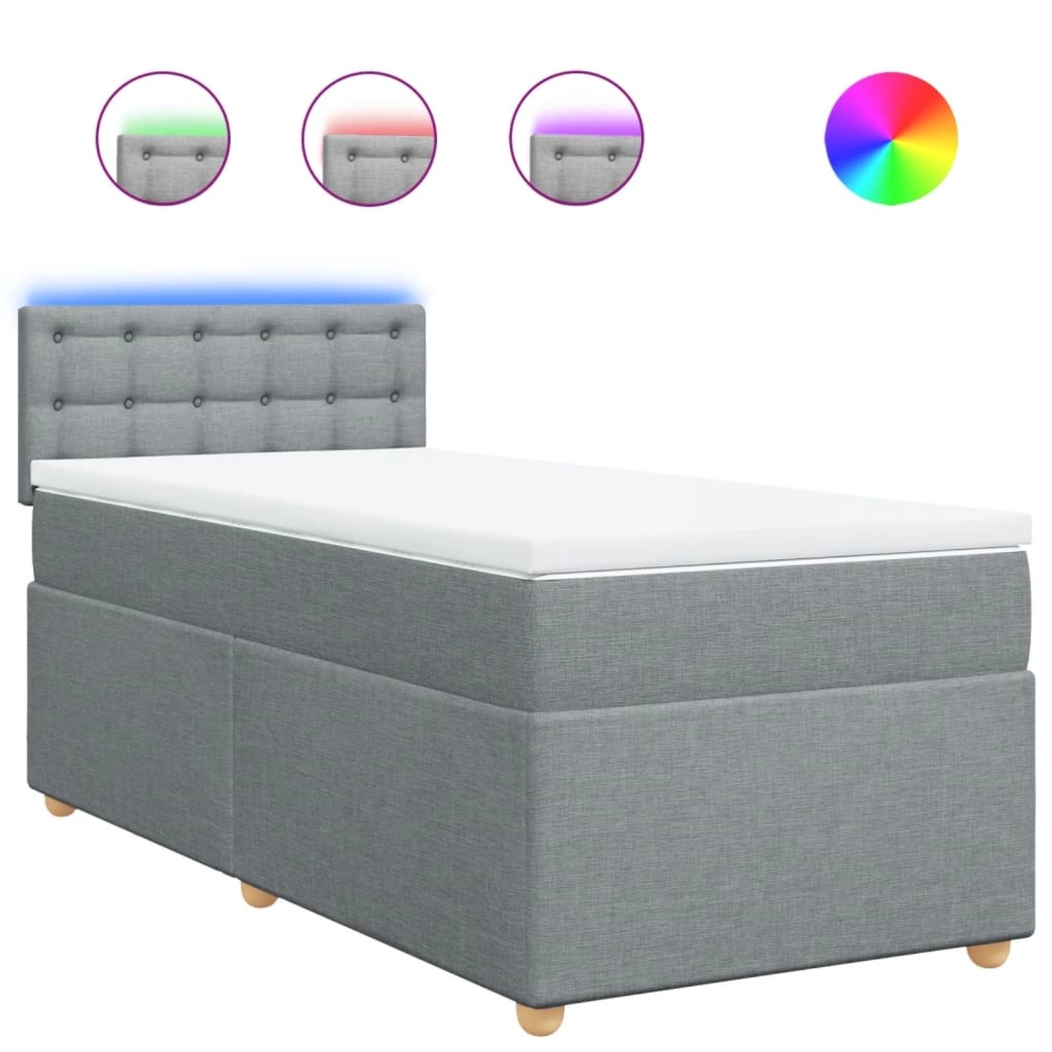 vidaXL Boxspringbett mit Matratze Hellgrau 80x200 cm Stoff 3288821 günstig online kaufen