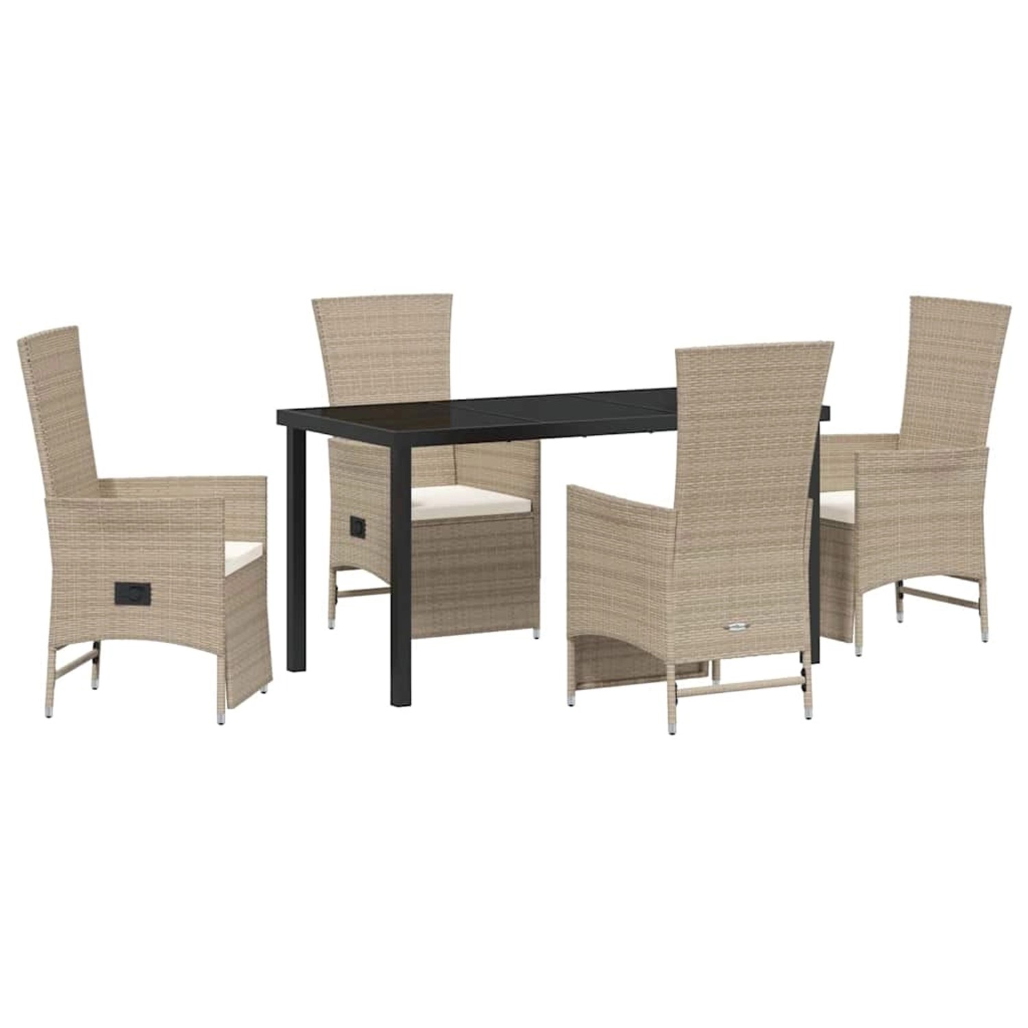 vidaXL Garten Essgruppe mit Kissen 5-Tlg Beige Poly Rattan 3379473 günstig online kaufen