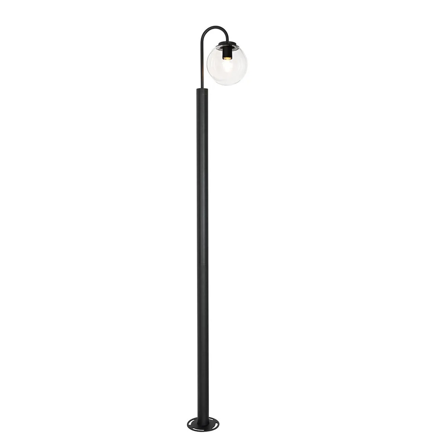 Qazqa Moderne Laterne Schwarz Mit Klarglas 200 Cm IP44 Sfera
