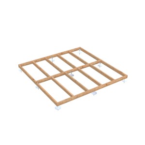 Palmako Fundamentrahmen 300x300 cm, hellbraun, mit LogFoot für Gartenhäuser.