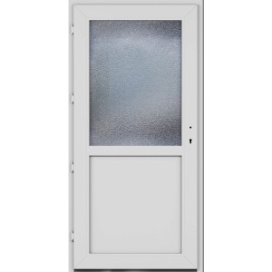 Weiße Roro Nebeneingangstür OKE 1155 aus Kunststoff mit Ornamentglas, 88x198 cm, DIN links.