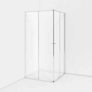 Sanotechnik Eckeinstieg, 90x90x190 cm, Chrom: Eckeinstieg mit Schiebetüren und Chromprofilen.