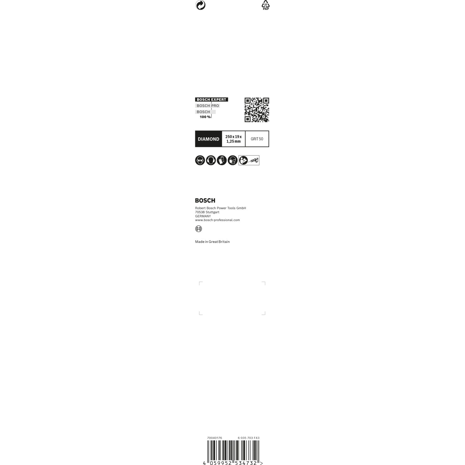 Verpackung des Bosch Expert Säbelsägeblatts S 1750 RD für Zement und Gusseisen.
