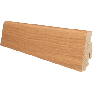 Sockelleiste Eiche geölt, 58 mm hoch, zur einfachen Clip-Montage.