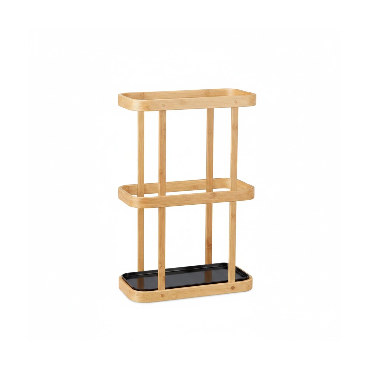 Relaxdays Schirmständer Bambus Metall mit Auffangschale 45 cm x 29,5 cm x 15 cm