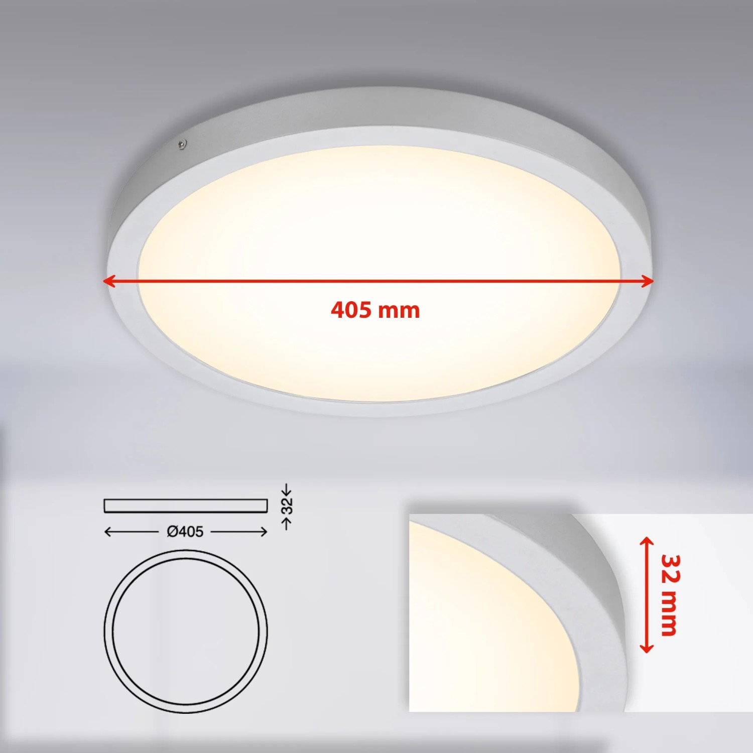 Briloner LED-Deckenleuchte Fire, chrom-matt, 24,5W, warmweißes Licht. Runde Form, moderne Optik.