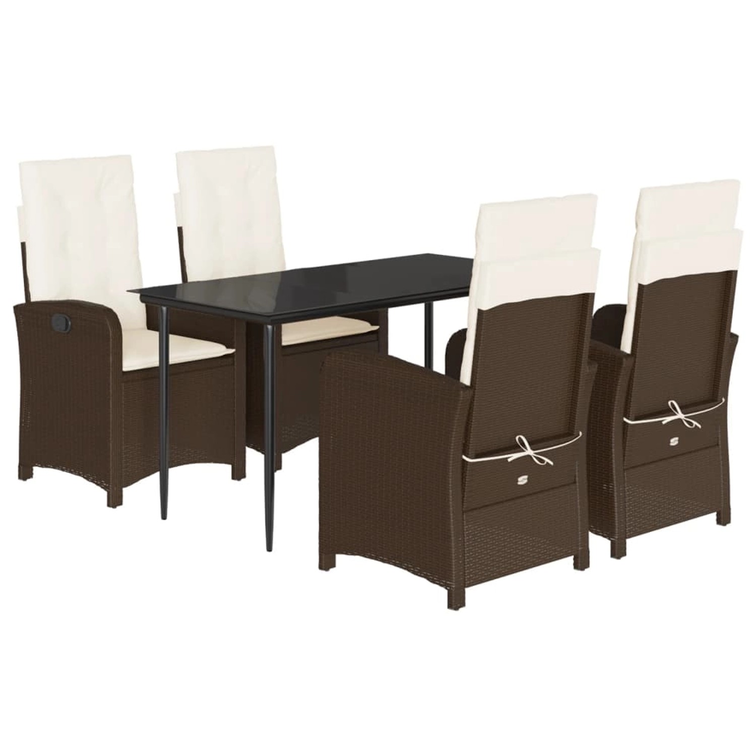 vidaXL 5-Tlg Garten-Essgruppe mit Kissen Braun Poly Rattan 3212333 günstig online kaufen
