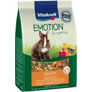 Vitakraft Emotion Beauty Kaninchenfutter, 1,5kg Packung mit Kaninchen und Gemüse.