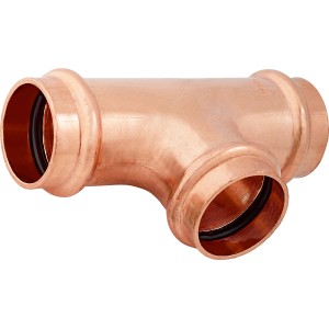 Press-T-Stück aus Kupfer, 28 mm Durchmesser für Rohrsysteme.