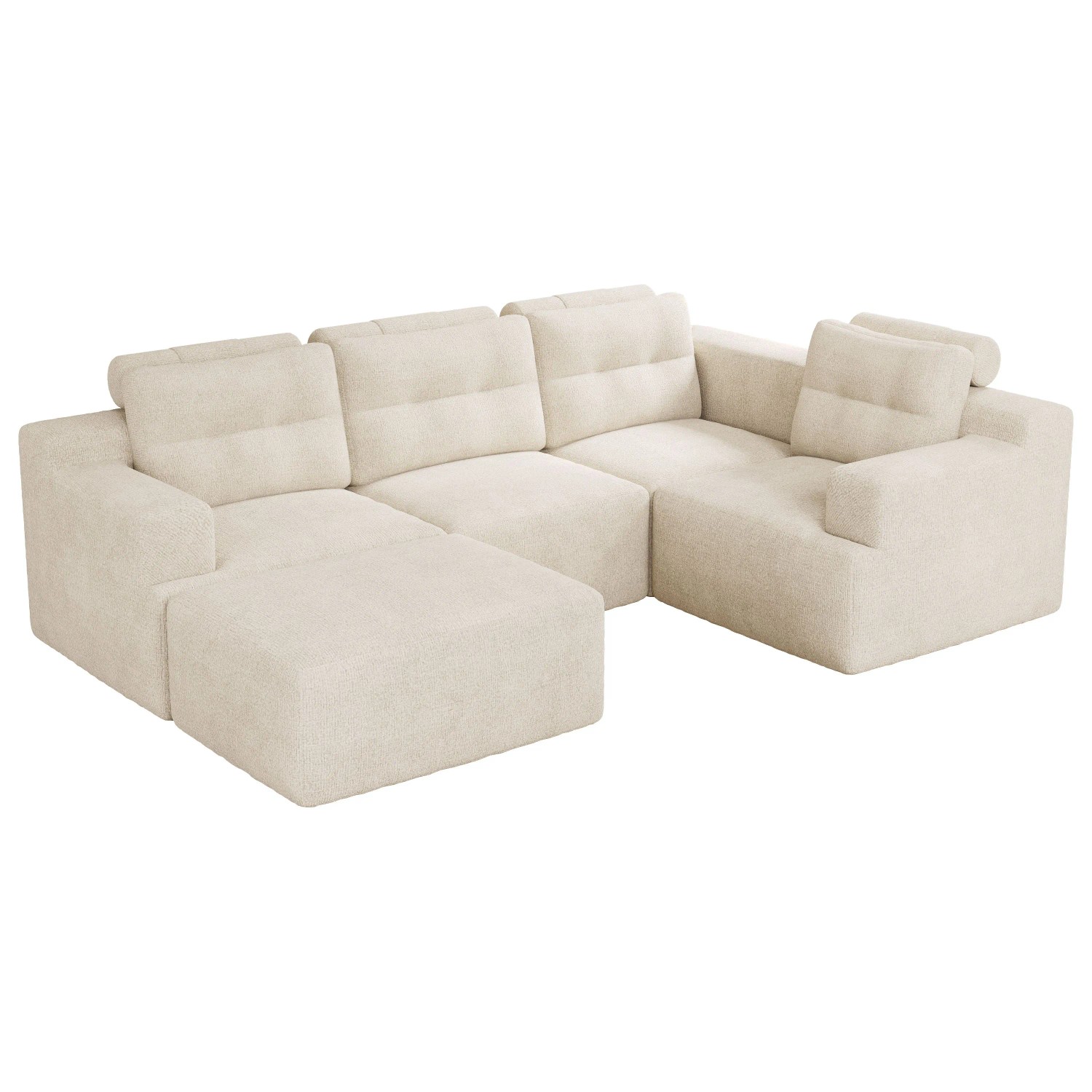 Merax Modular Sofa L Form U Form Chenille Beige