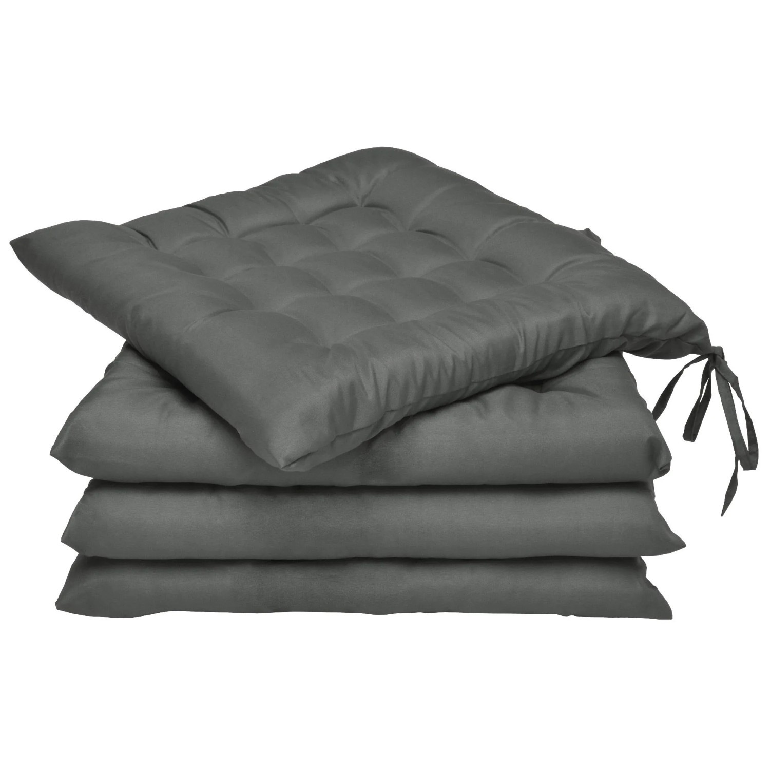 Beautissu 4er Set Stuhlkissen 40x40 mit Bändern Lea Anthrazit günstig online kaufen