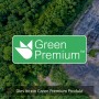 Green Premium Logo auf einem Hintergrund mit Wald und Felsen.