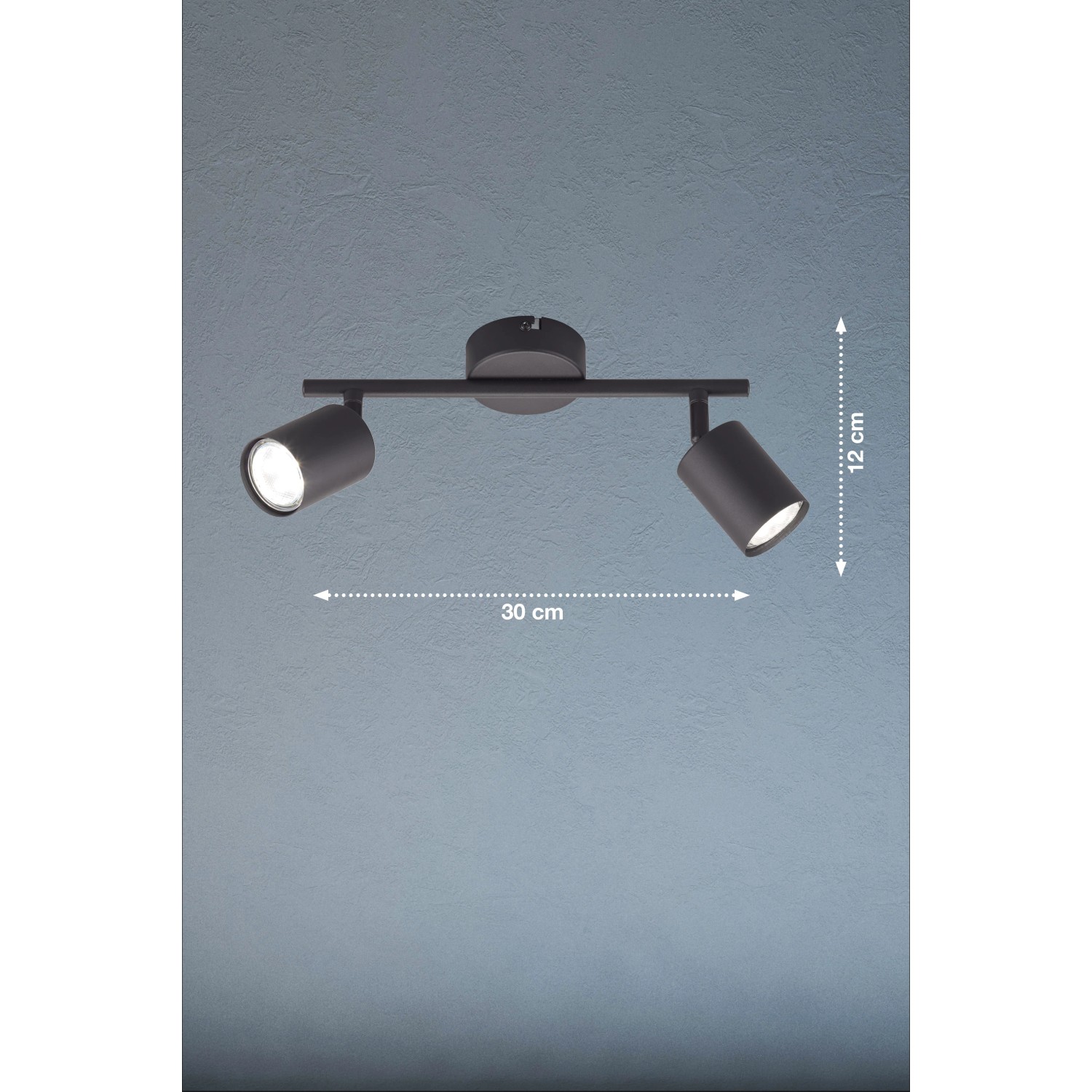 Schwarze Fischer & Honsel Deckenleuchte Vano, 2-flammig, 30 cm breit. LED Spot für Innenräume.