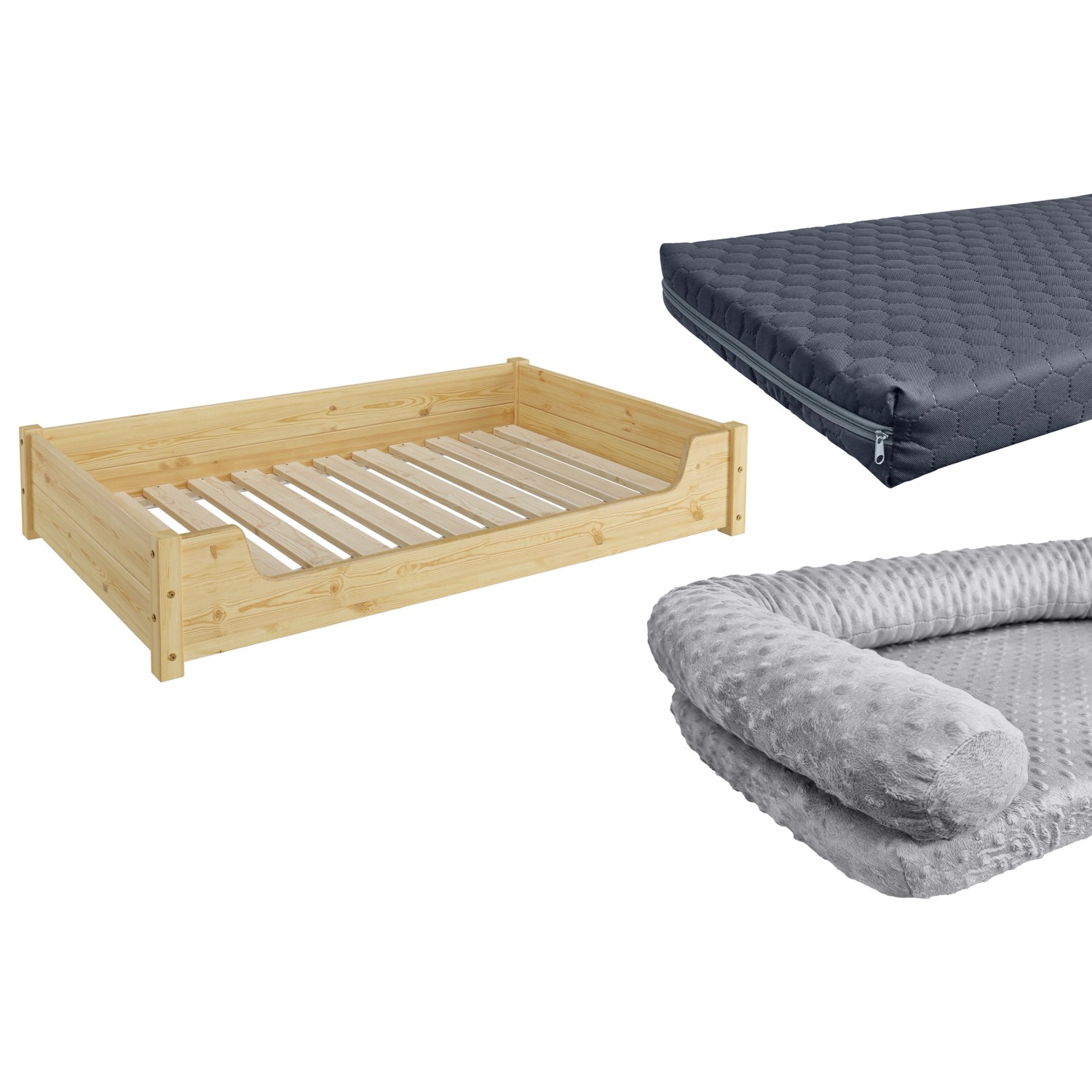 Erst-Holz Hundebett für Große Hunde 100 x 60 cm Kiefer Tierbett mit Rollros günstig online kaufen
