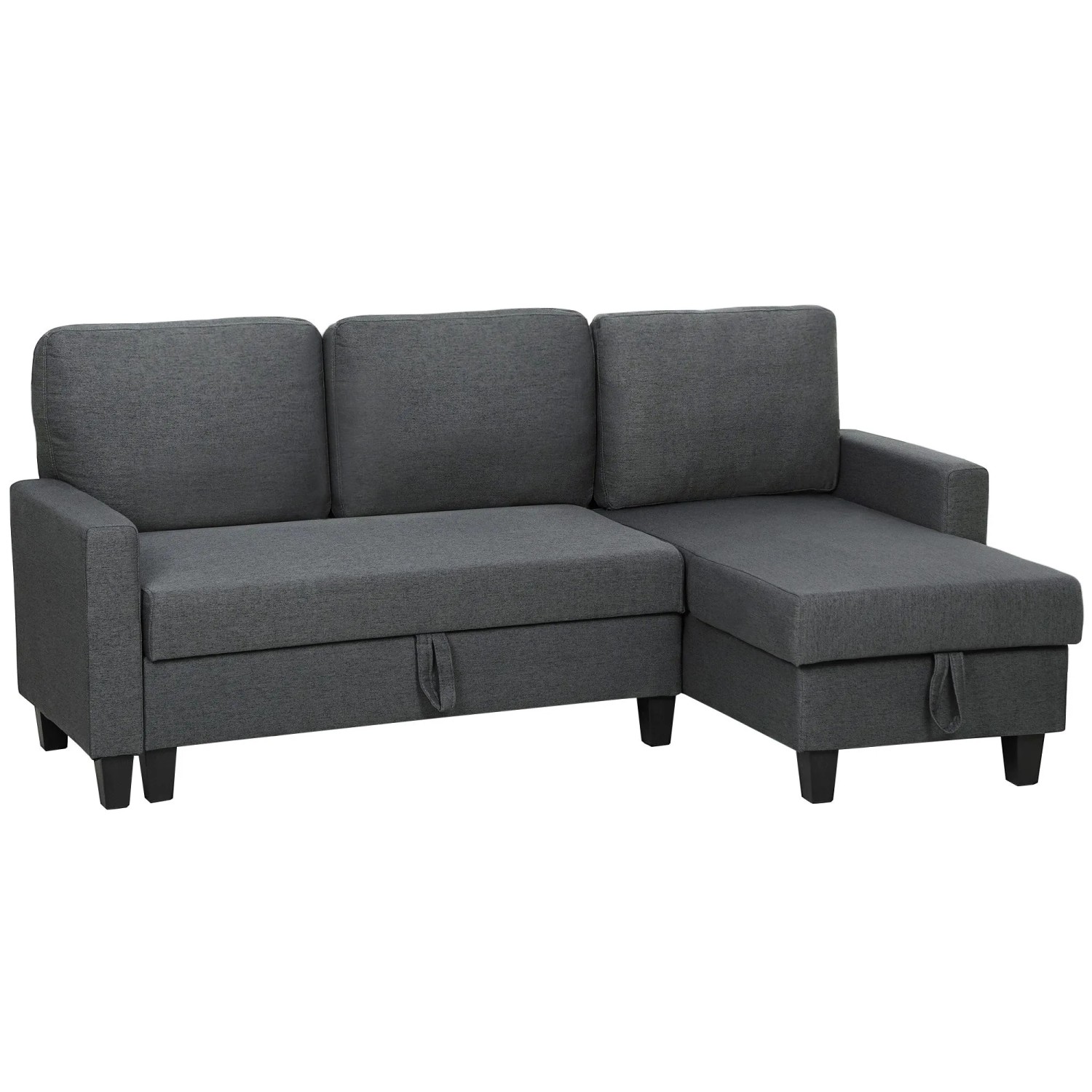 HOMCOM Ecksofa mit Schlaffunktion Polyetser 197L x 129B x 85H cm Dunkelgrau