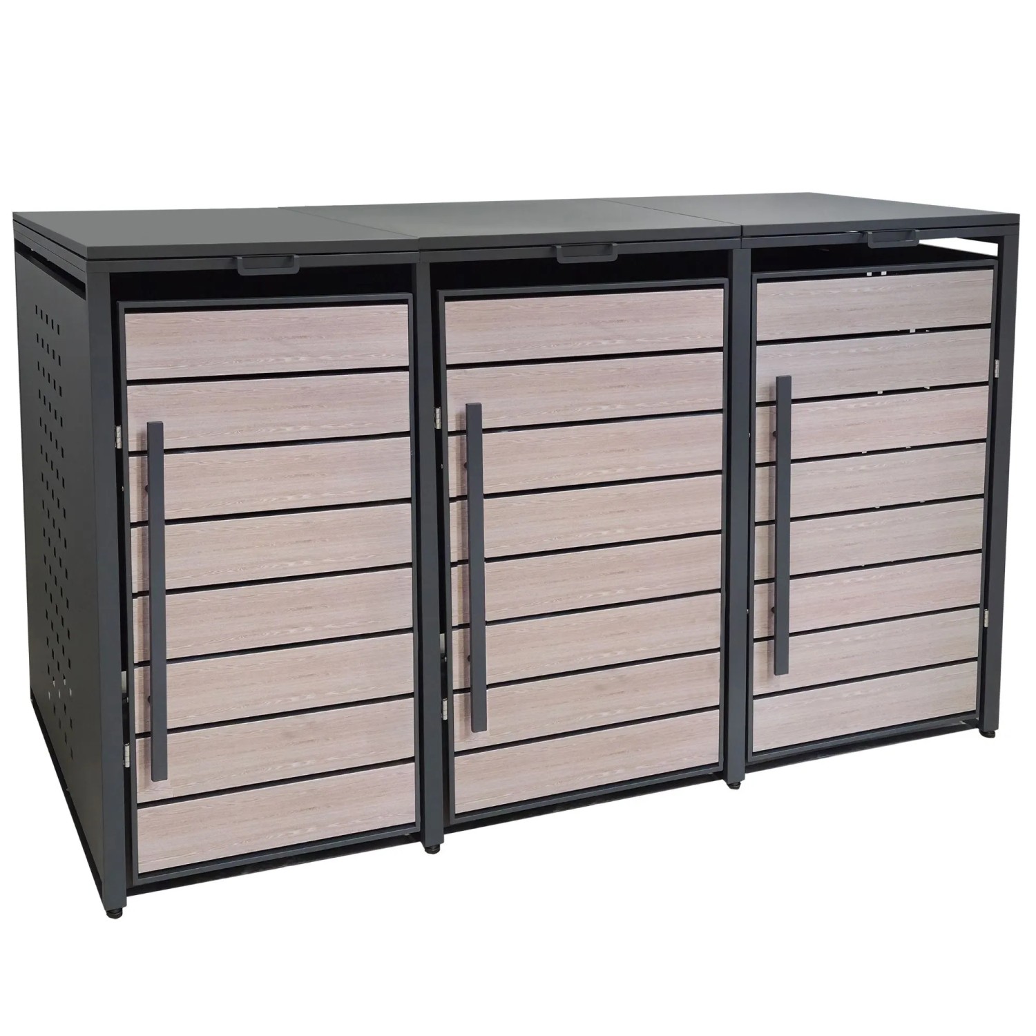 osoltus Metall Mülltonnenbox 3er Mülltonnenverkleidung 196 X 118 Cm BoxyWood3 Anthrazit