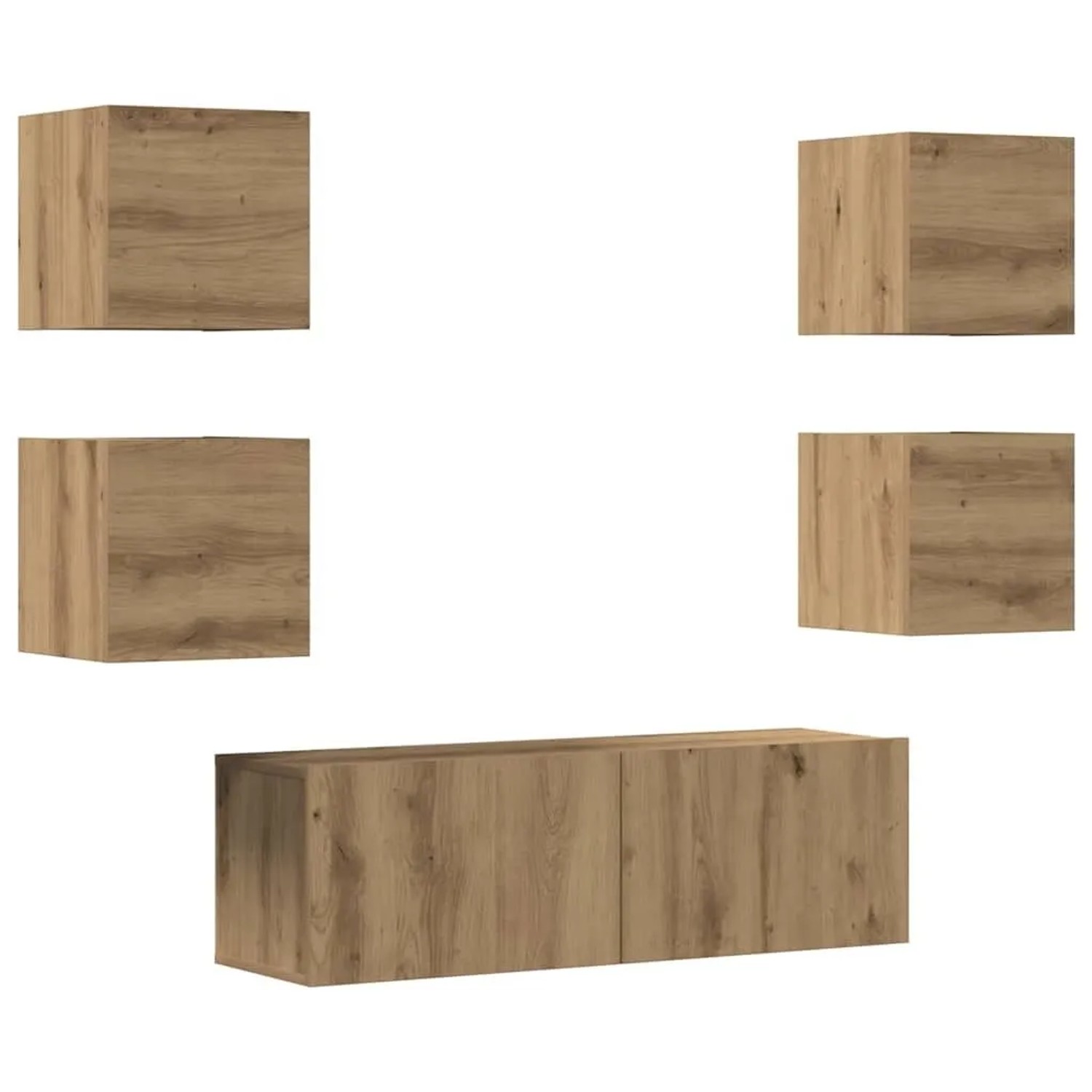 vidaXL 5-Tlg TV-Schrank-Set Wandmontage Artisan-Eiche Holzwerkstoff 3329146