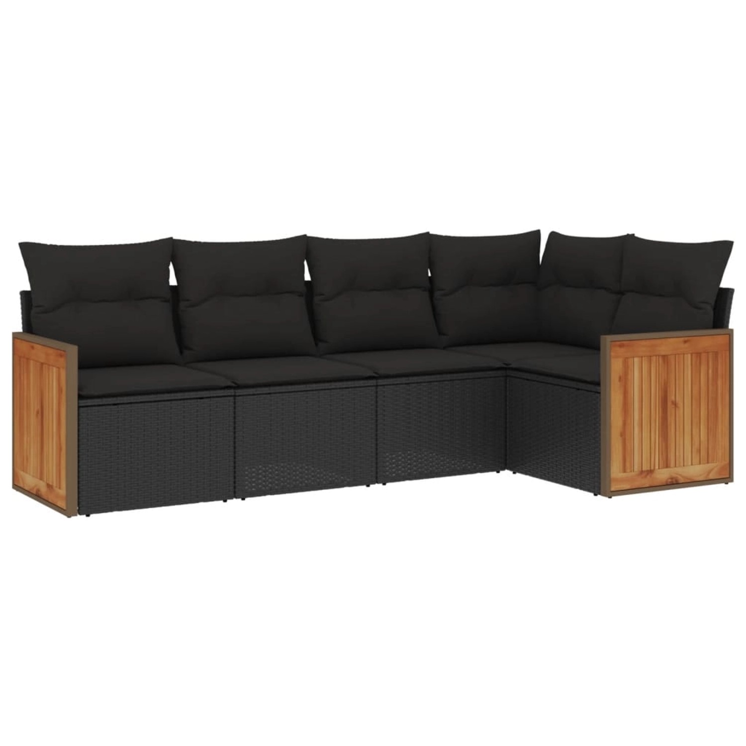 vidaXL 5-Tlg Garten-Sofagarnitur mit Kissen Schwarz Poly Rattan 3227623 günstig online kaufen