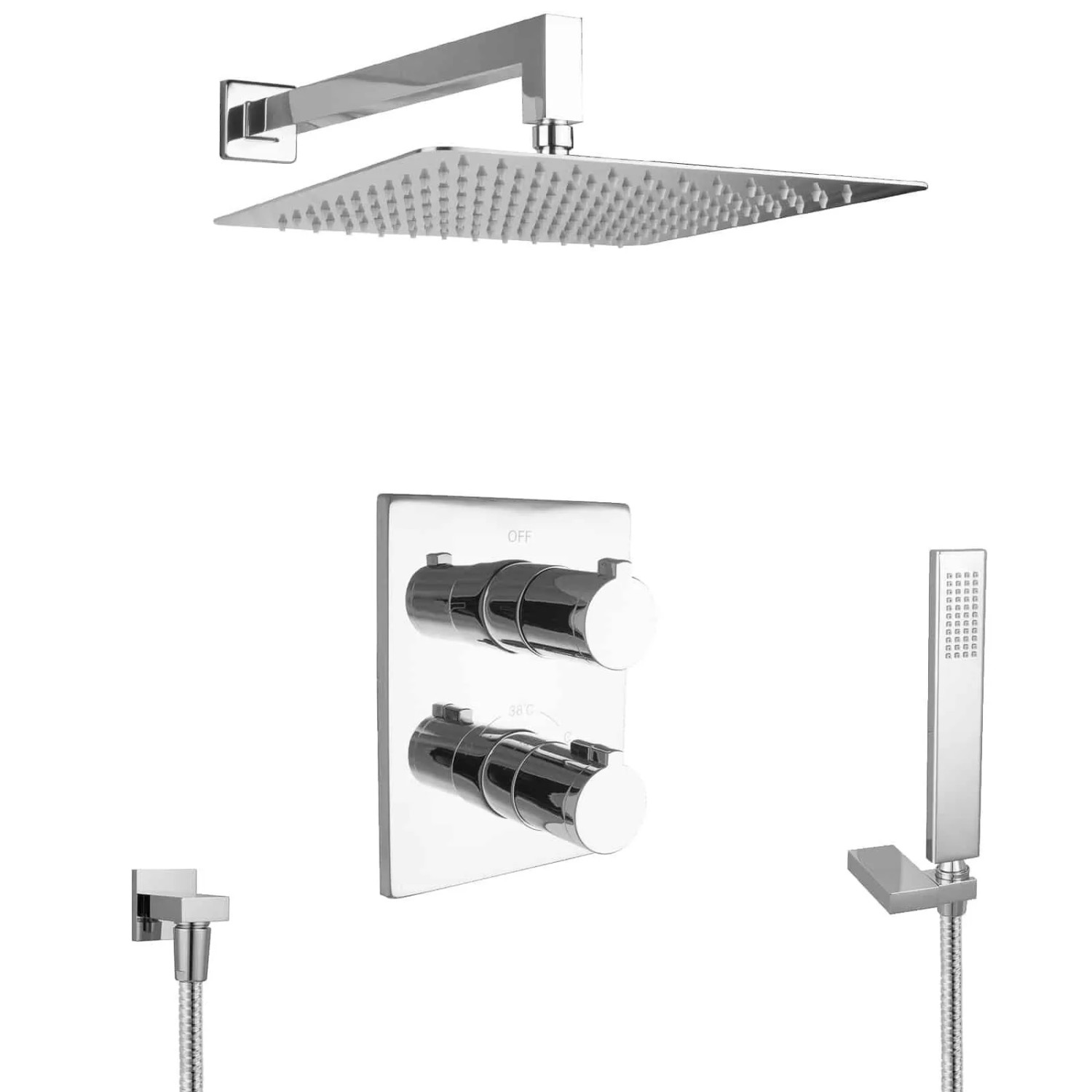 PaulGurkes Unterputz Regendusche mit Thermostat 30cm Duschkopf Regenwalddusche