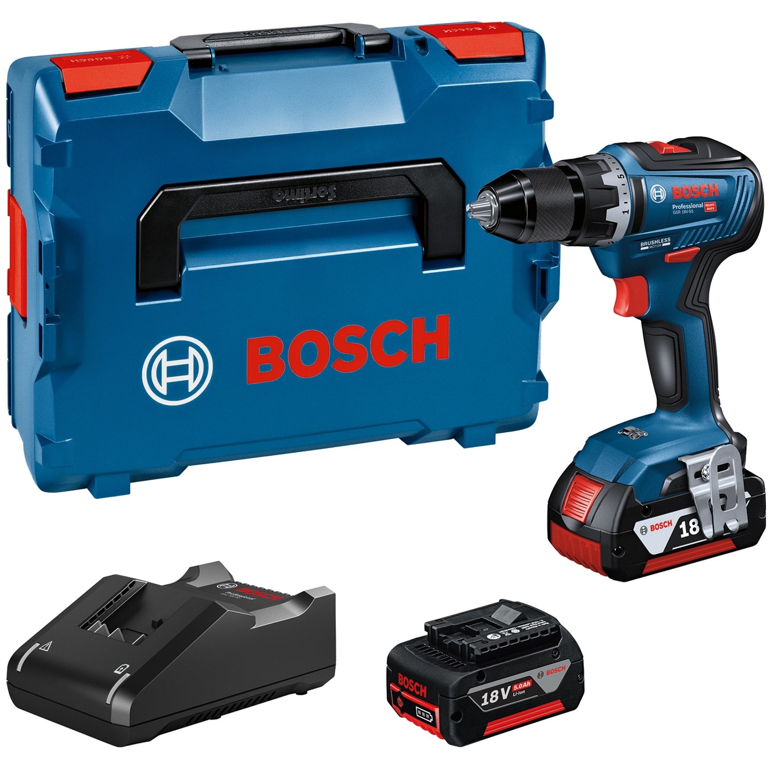 Bosch Professional Akku-Bohrschrauber GSR 18V-55 mit 2x 5.0Ah & GAL in L-Bo günstig online kaufen