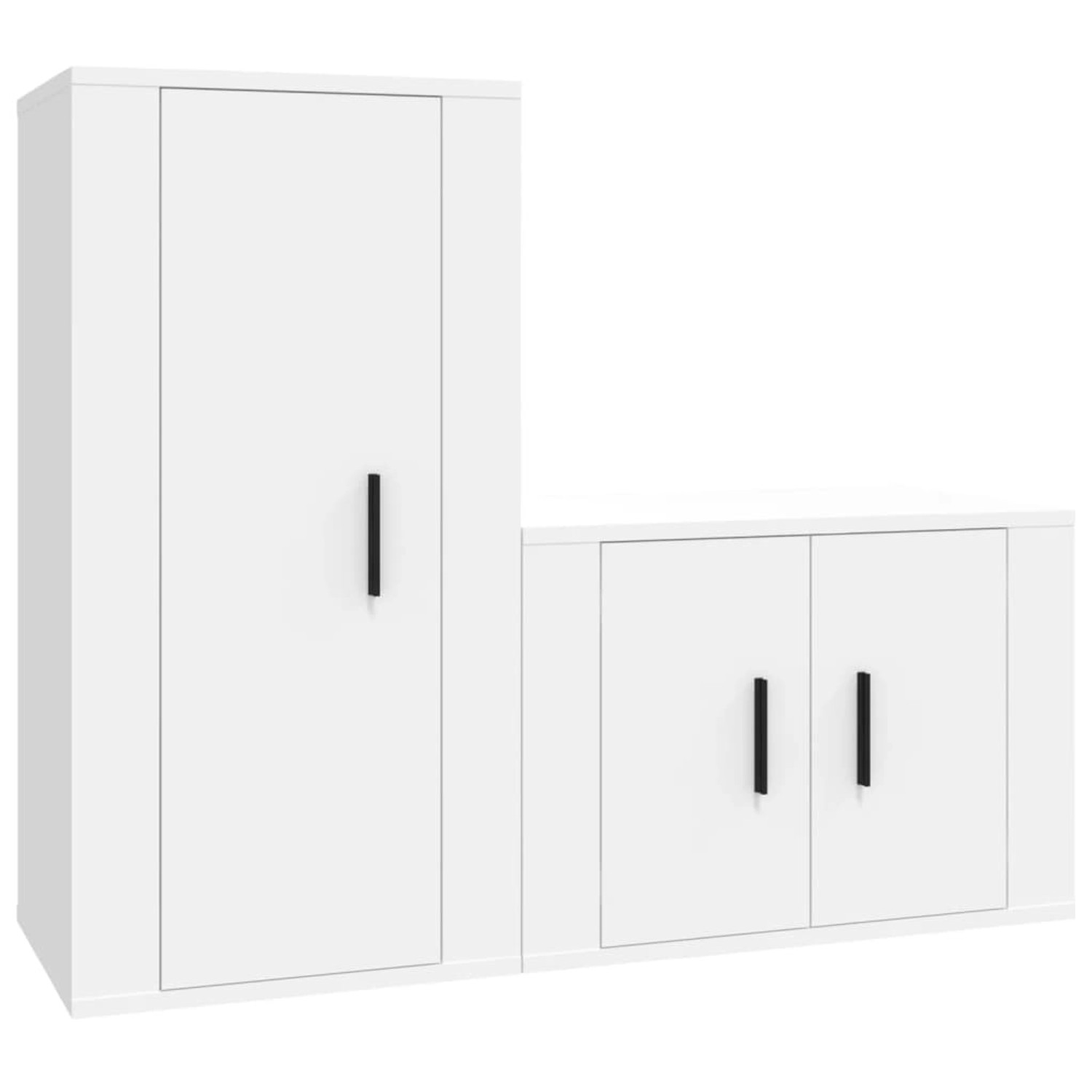 vidaXL 2-Tlg TV-Schrank-Set Weiß Holzwerkstoff 3188454
