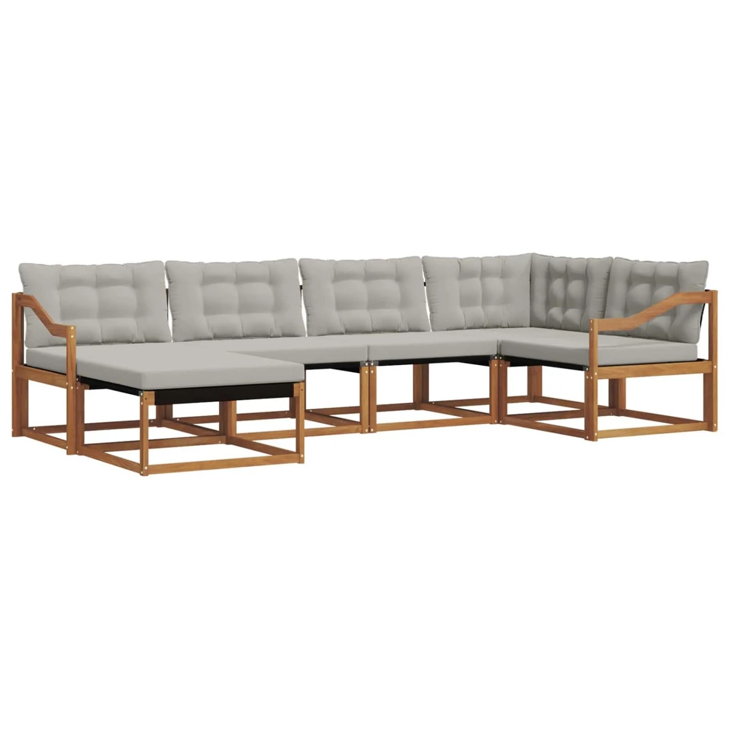 vidaXL Outdoor-Sofagarnitur mit Kissen 6-Tlg Natur und Hellgrau 3369634