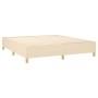 Boxspringbett creme, 180x200 cm, Stoffbezug. Bettrahmen ohne Kopfteil, Lattenrost sichtbar.