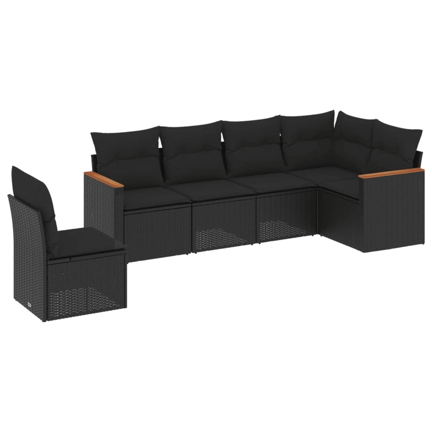 vidaXL 6-Tlg Garten-Sofagarnitur mit Kissen Schwarz Poly Rattan 3258415 günstig online kaufen