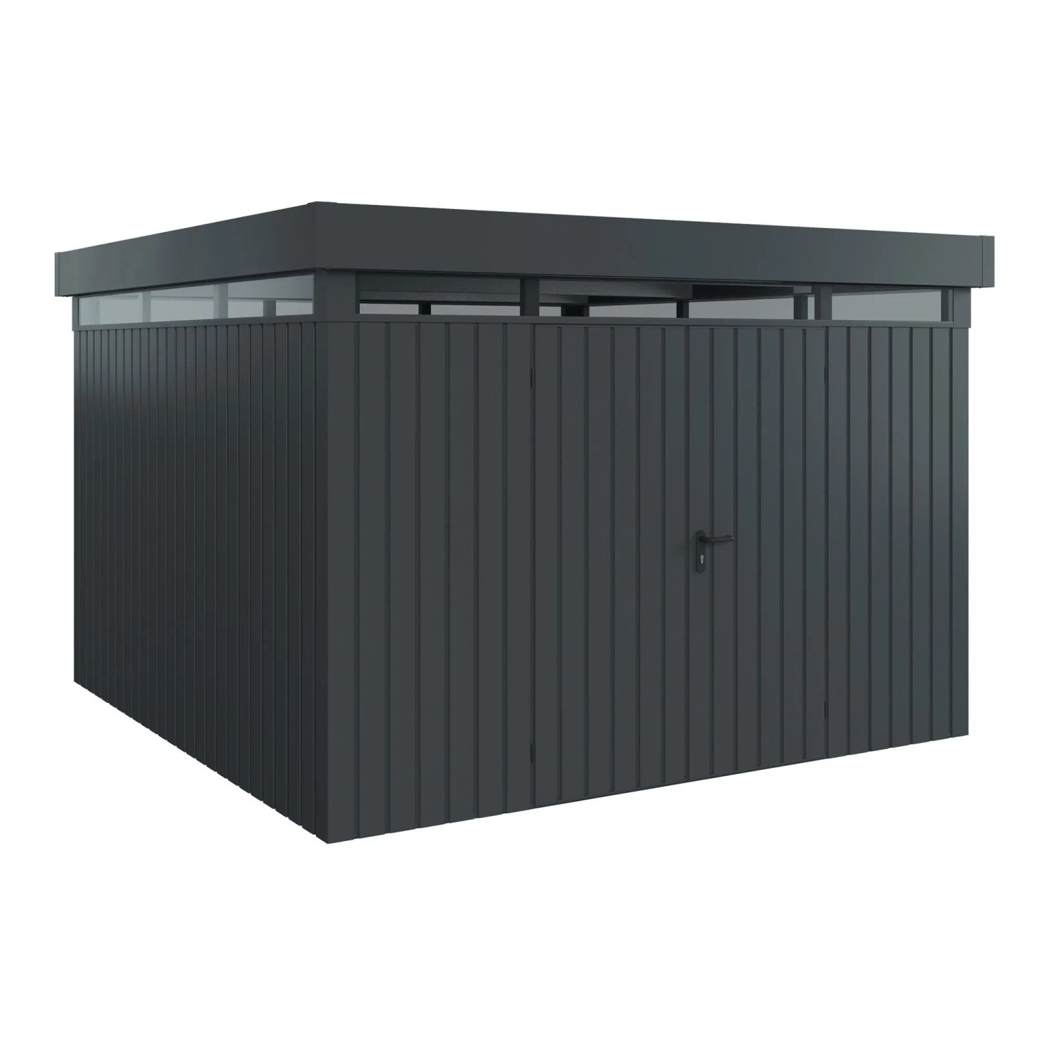 EcoStar Gerätehaus Euroline Flachdach Lichtband 325 cm x 325 cm Anthrazit 2-flg.