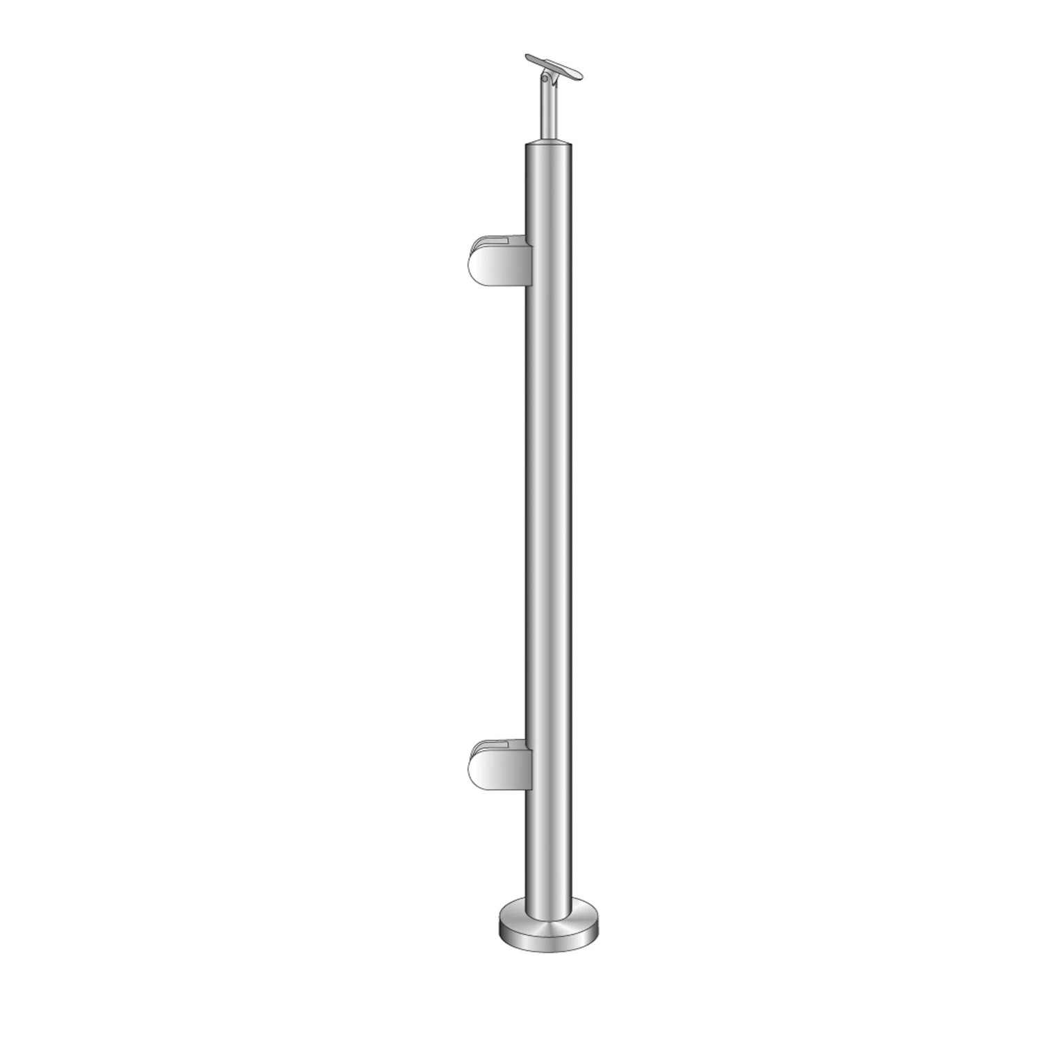 FeNau Eckpfosten Edelstahl AISI 304 1100 mm Oberverankerung Links Glas 8,76 mm Geschliffen