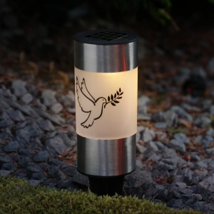Marelida LED Solar Grablichter Grabkerzen Taube Erdspieß Grableuchte Gedenkkerze 2er Set