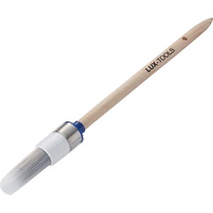 LUX Ringpinsel Lack Gr. 2, Ø 20 mm, mit hellem Holzgriff und weißen Borsten.