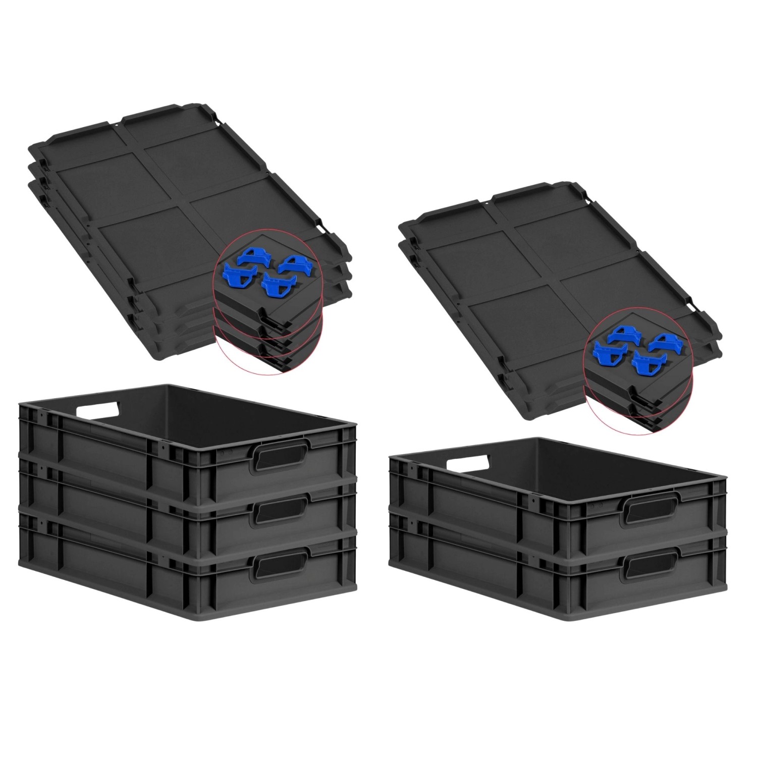 PROREGAL SparSet 5x Eurobox Nextgen Grip Mit Auflagedeckel Und Blauen Versc günstig online kaufen